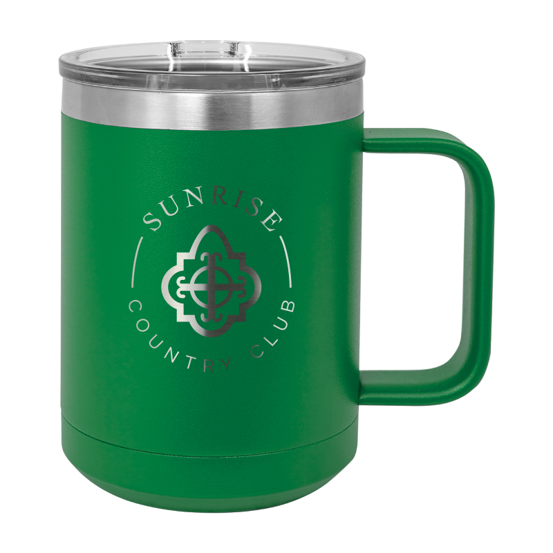 15 OZ. GREEN POLAR CAMEL STAINLESS MUG WITH SLIDER LID